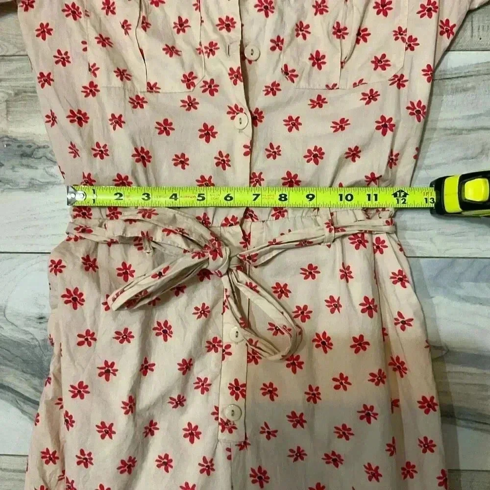 Glamorous Stone red Daisy tie waist button front jumpsuit US size 6 ￼ - Picture 8 of 12
